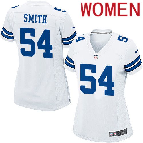 Women Dallas Cowboys #54 Jaylon Smith Nike White Team Game NFL Jersey->women nfl jersey->Women Jersey